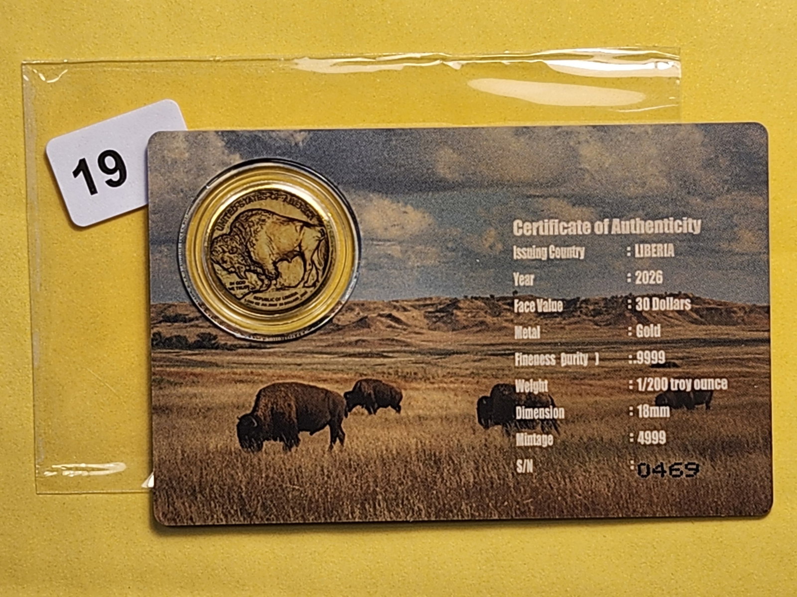 GOLD! GEM Brilliant Uncirculated 2026 Liberia gold thirty dollars - 3