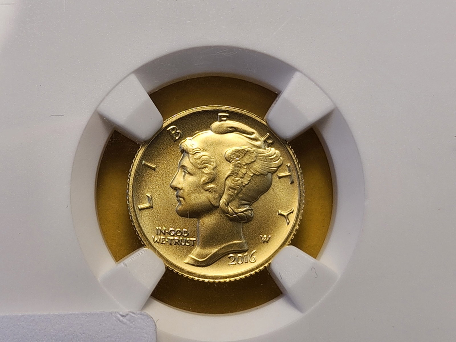 GOLD! NGC 2016-W GOLD Mercury Dime in Specimen 69: Westpoint mint! 24k Gold. 1/10th Troy Ounce.