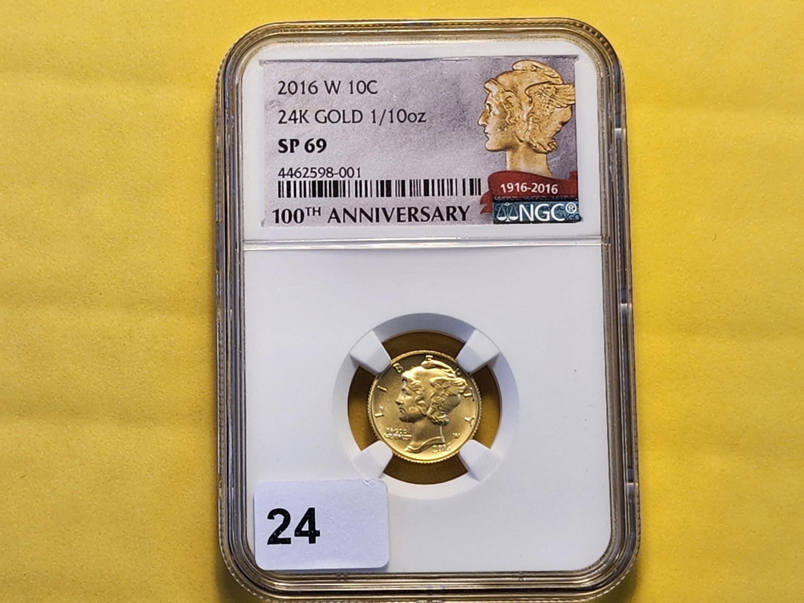 GOLD! NGC 2016-W GOLD Mercury Dime in Specimen 69 - 2
