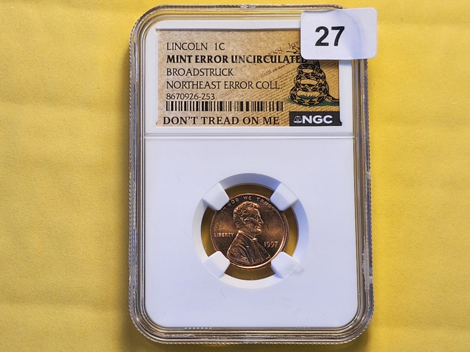 MINT ERROR! NGC 1997 Memorial Cent in Uncirculated - 2