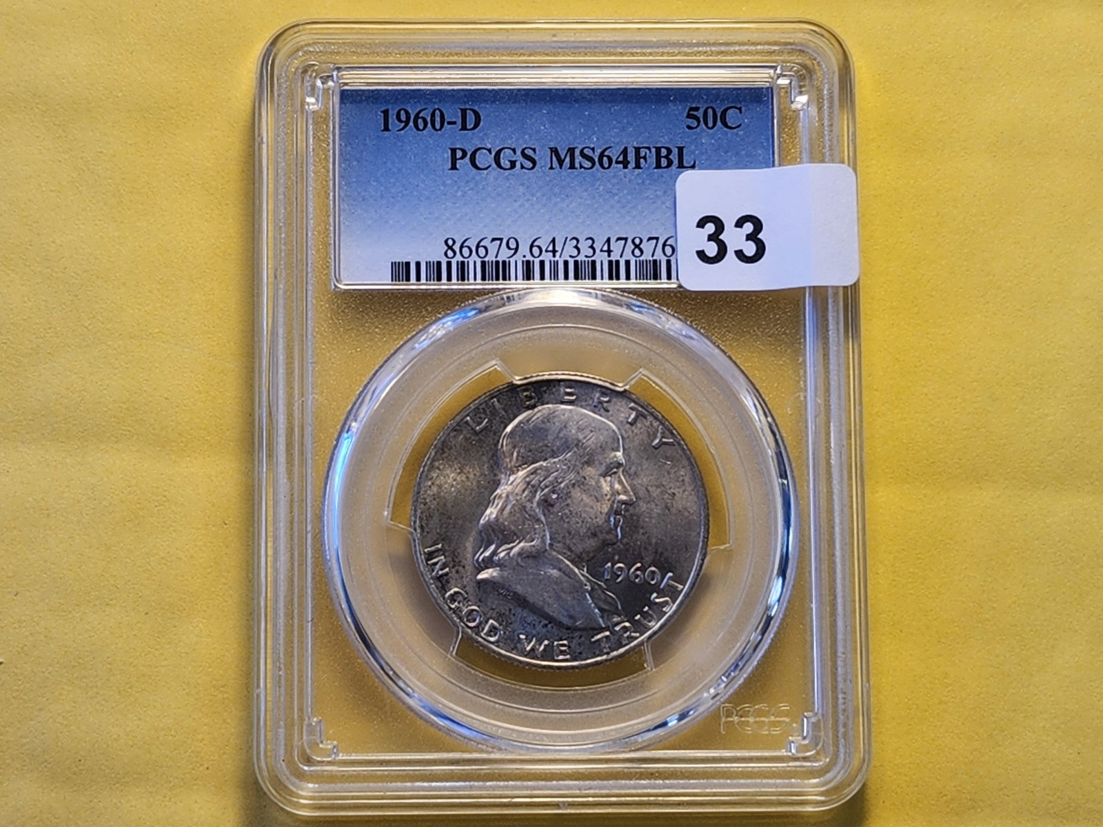PCGS 1960-D Franklin Half Dollar in Mint State 64 Full Bell Lines - 2