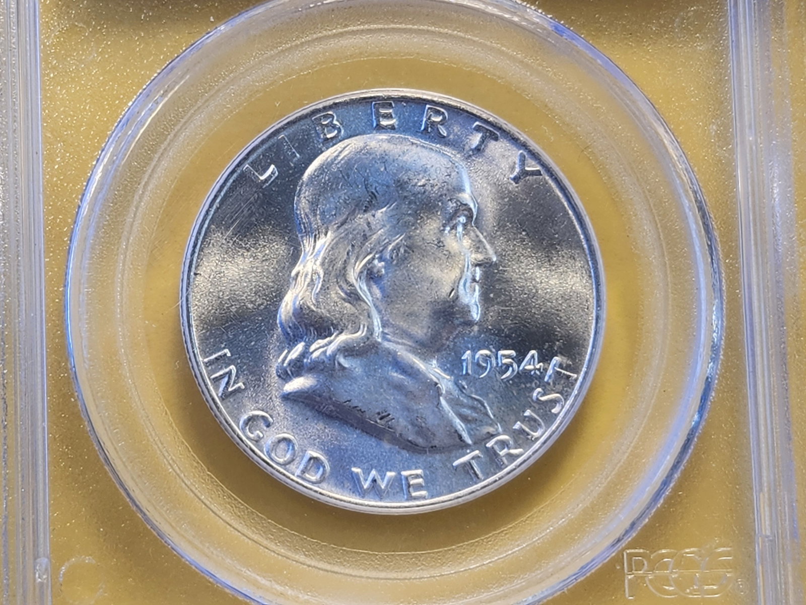 PCGS 1954-D Franklin Half Dollar in Mint State 64 Full Bell Lines: Very Choice