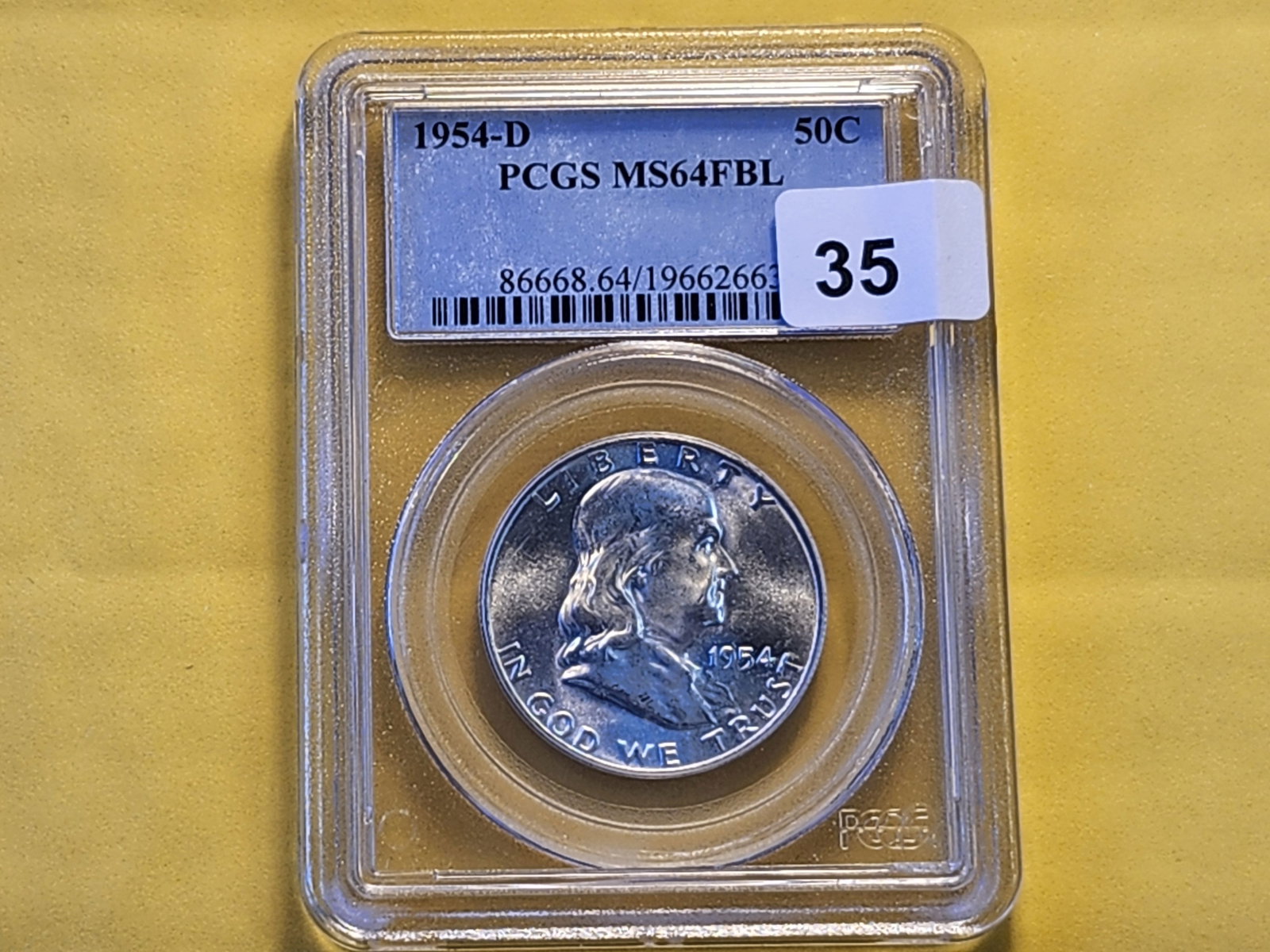 PCGS 1954-D Franklin Half Dollar in Mint State 64 Full Bell Lines - 2