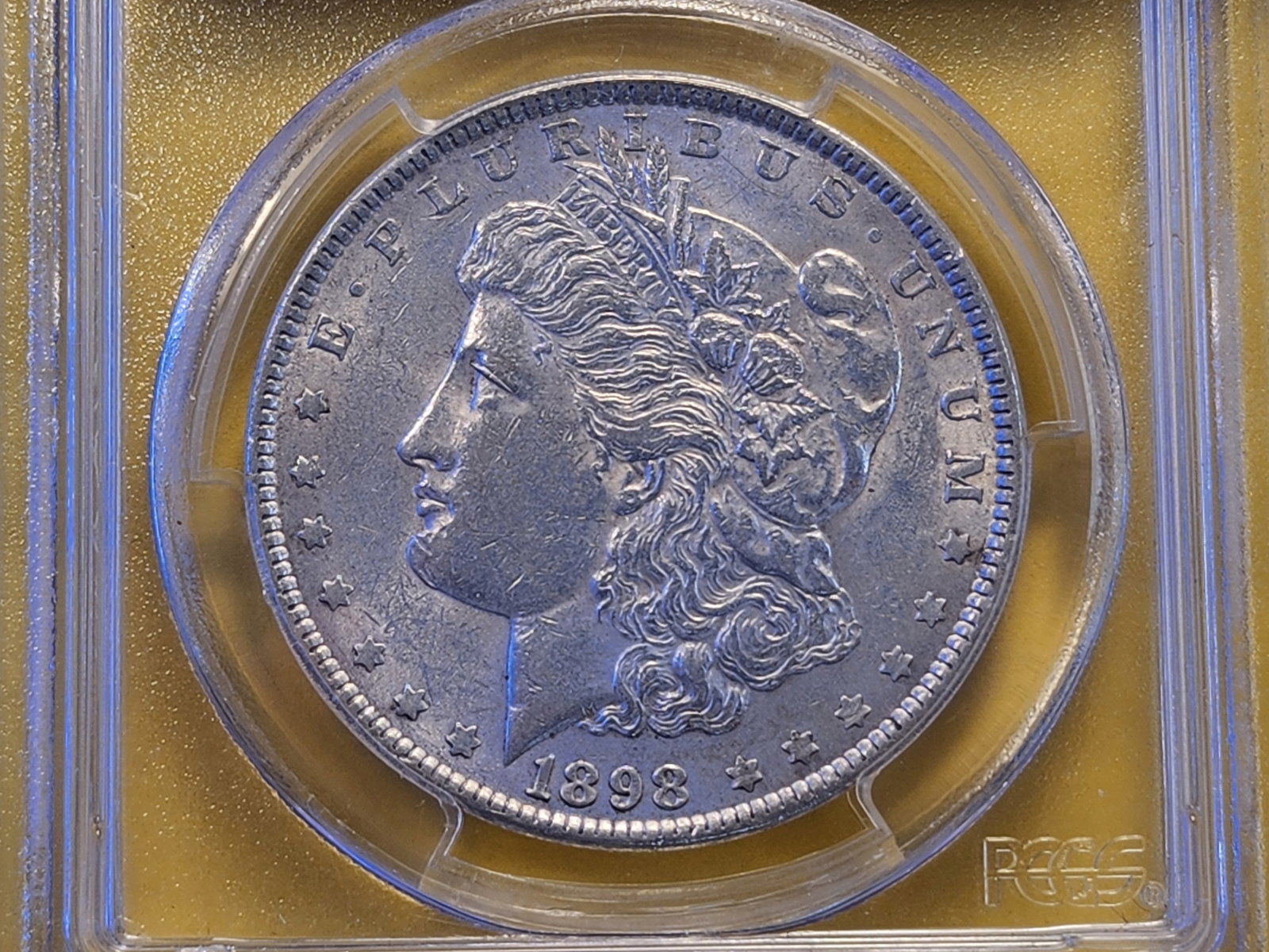 PCGS 1898 Morgan Dollar in About Uncirculated 50: Well Struck