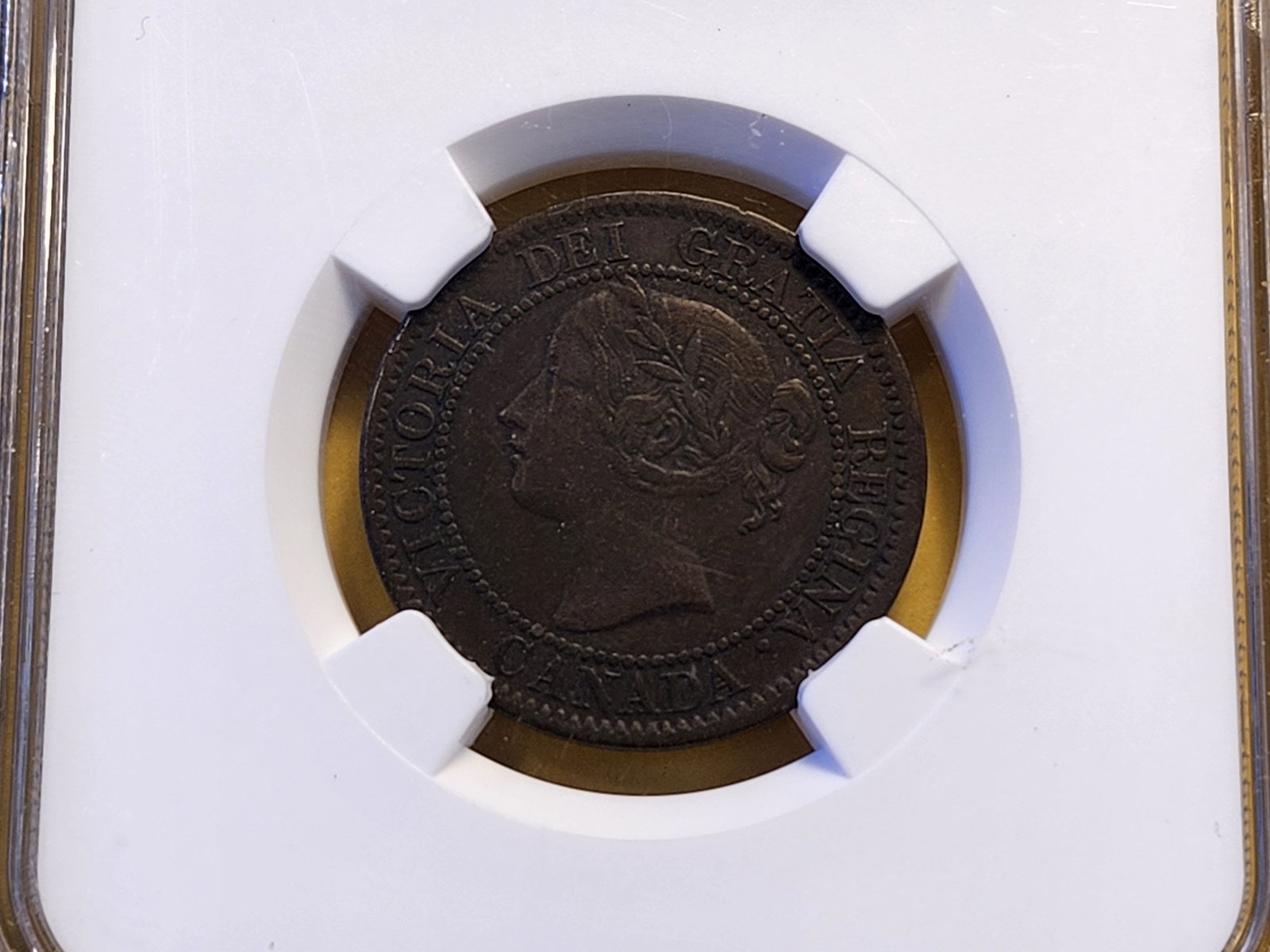 NGC 1859 Canada Cent: Narrow 9 Bronze, XF Details. KM# 1