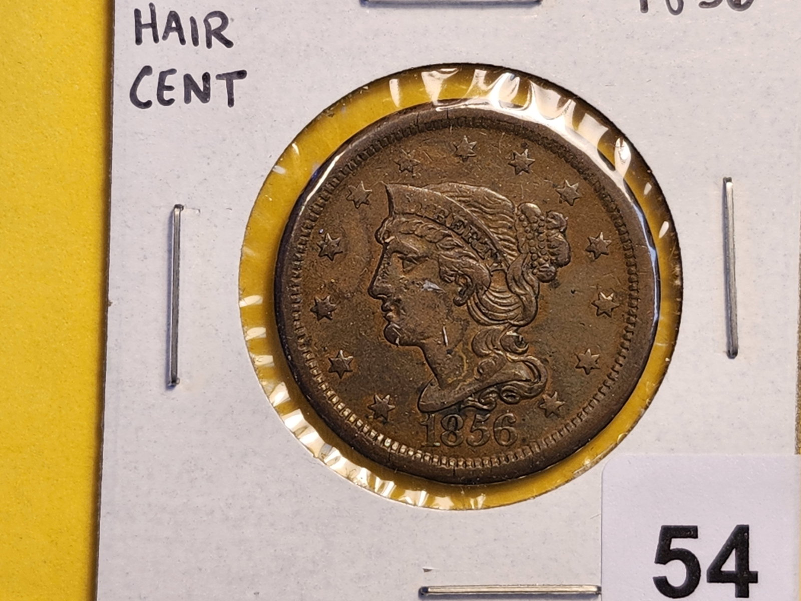 1856 Braided Hair Large Cent: In Very Fine