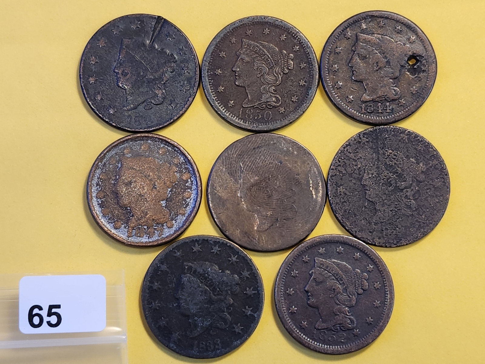 Eight Mixed Large Cents: All Circulated
