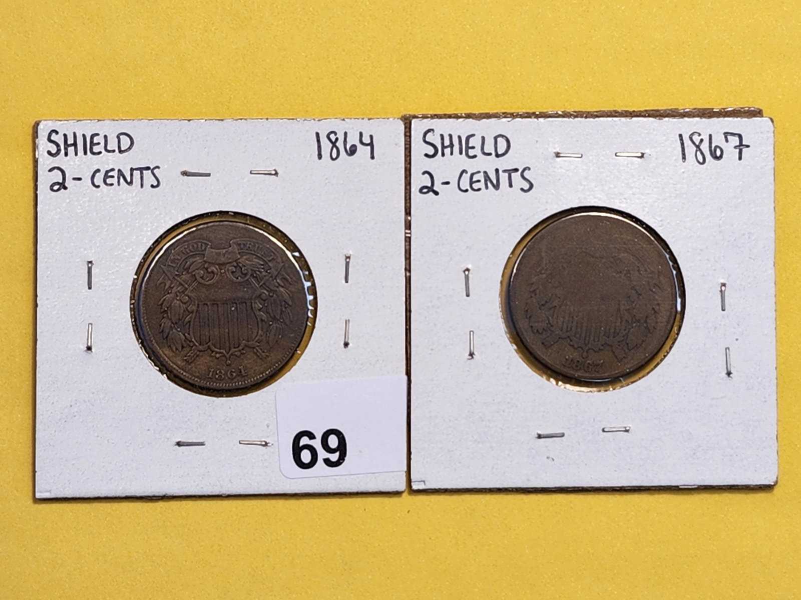 1864 and 1867 Two Cent Piece: Circulated
