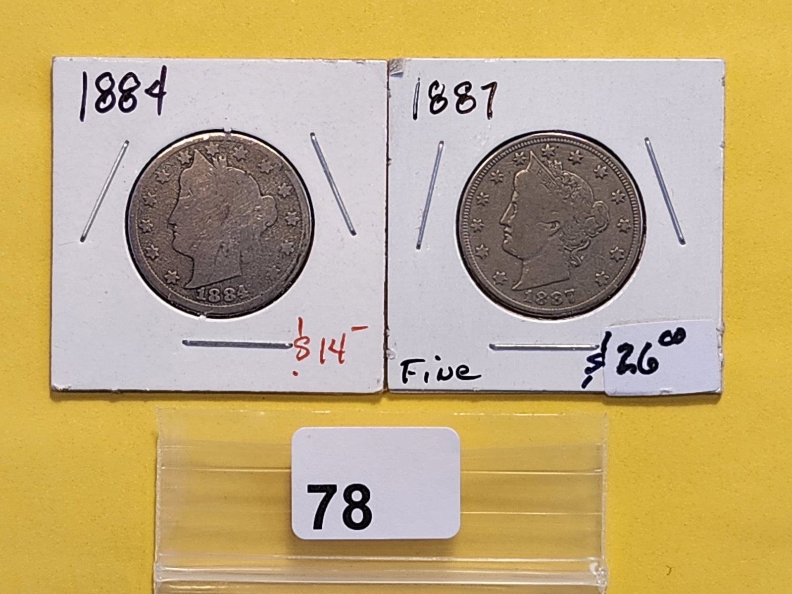 1884 and 1887 Liberty "V" Nickel: Circulated
