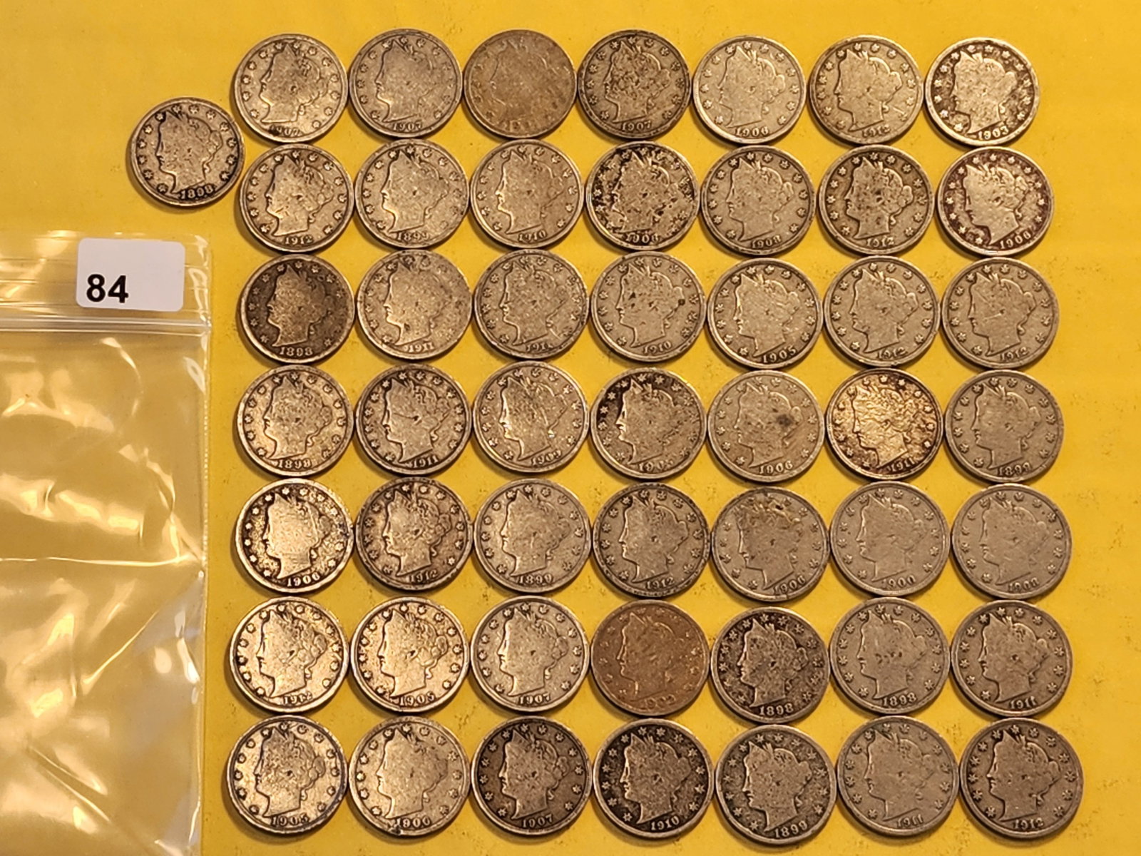 Fifty Liberty "V" Nickels: Mixed dates and grades