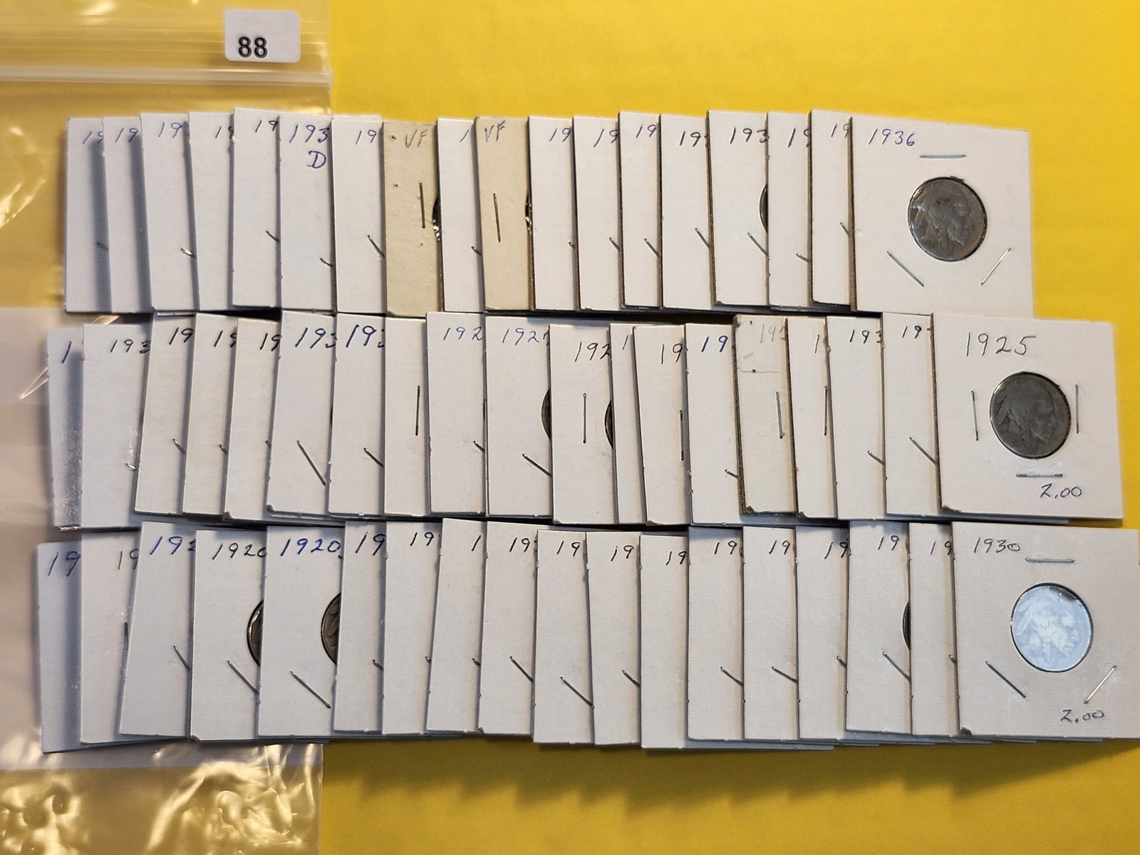Fifty-Five Buffalo Nickels: Mixed dates and grades