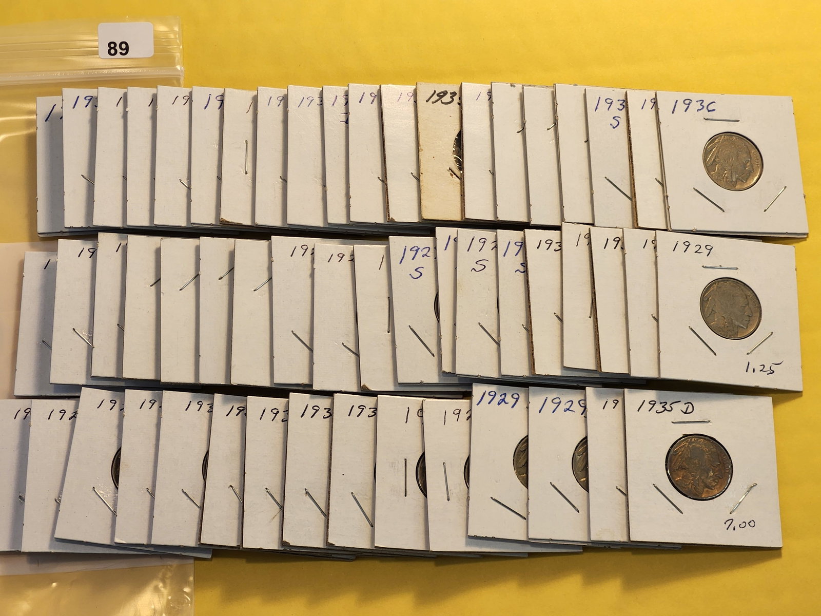 Fifty-Four Buffalo Nickels: Mixed dates and grades