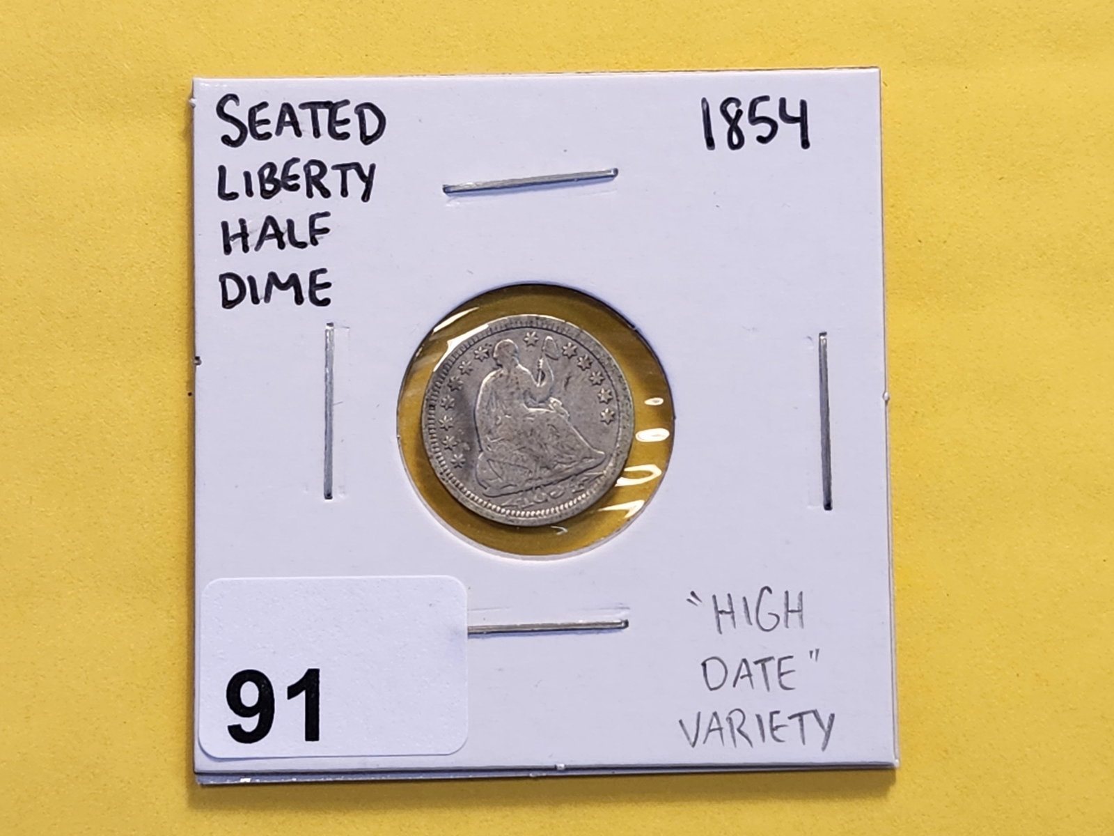 Variety! 1854 Seated Liberty Silver Half Dime - 2