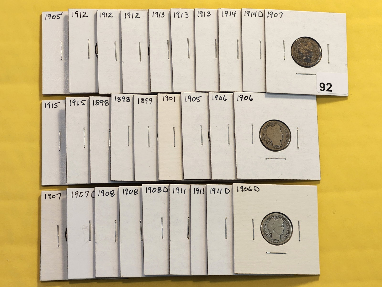 Twenty-Eight Mixed Barber Silver Dimes: All Circulated
