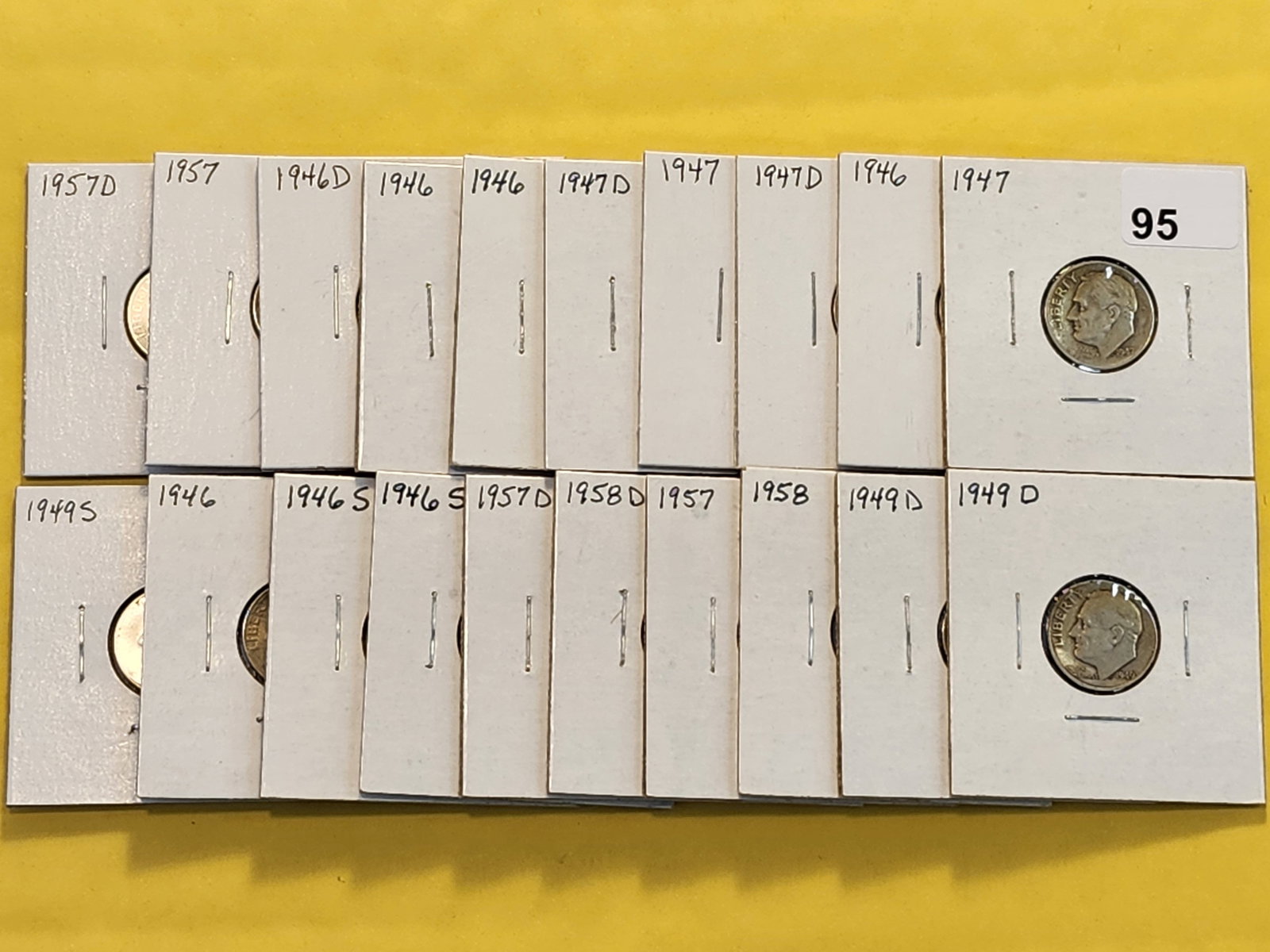 Twenty Mixed Silver Roosevelt Dimes: Assorted dates and grades