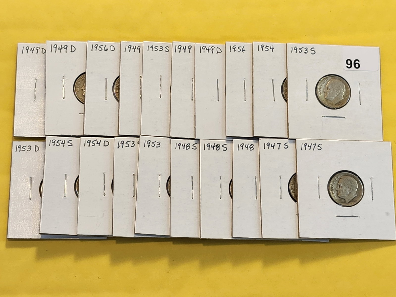 Twenty Mixed Silver Roosevelt Dimes: Assorted dates and grades