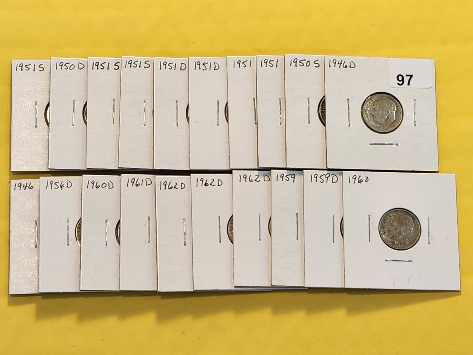 Twenty Mixed Silver Roosevelt Dimes: Assorted dates and grades