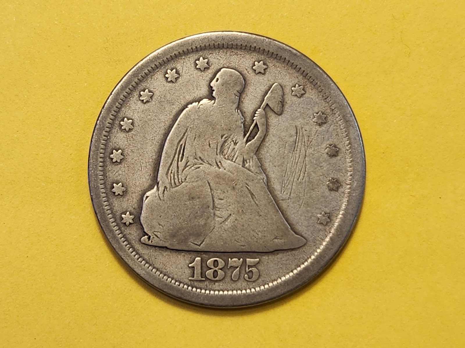 1875-S Twenty Cent Piece: In Very Good