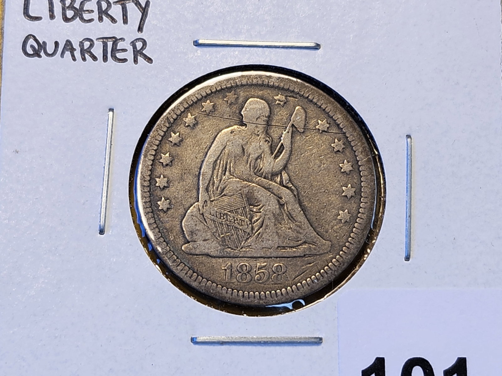 1858 and 1875 Seated Liberty Silver Quarter - 2