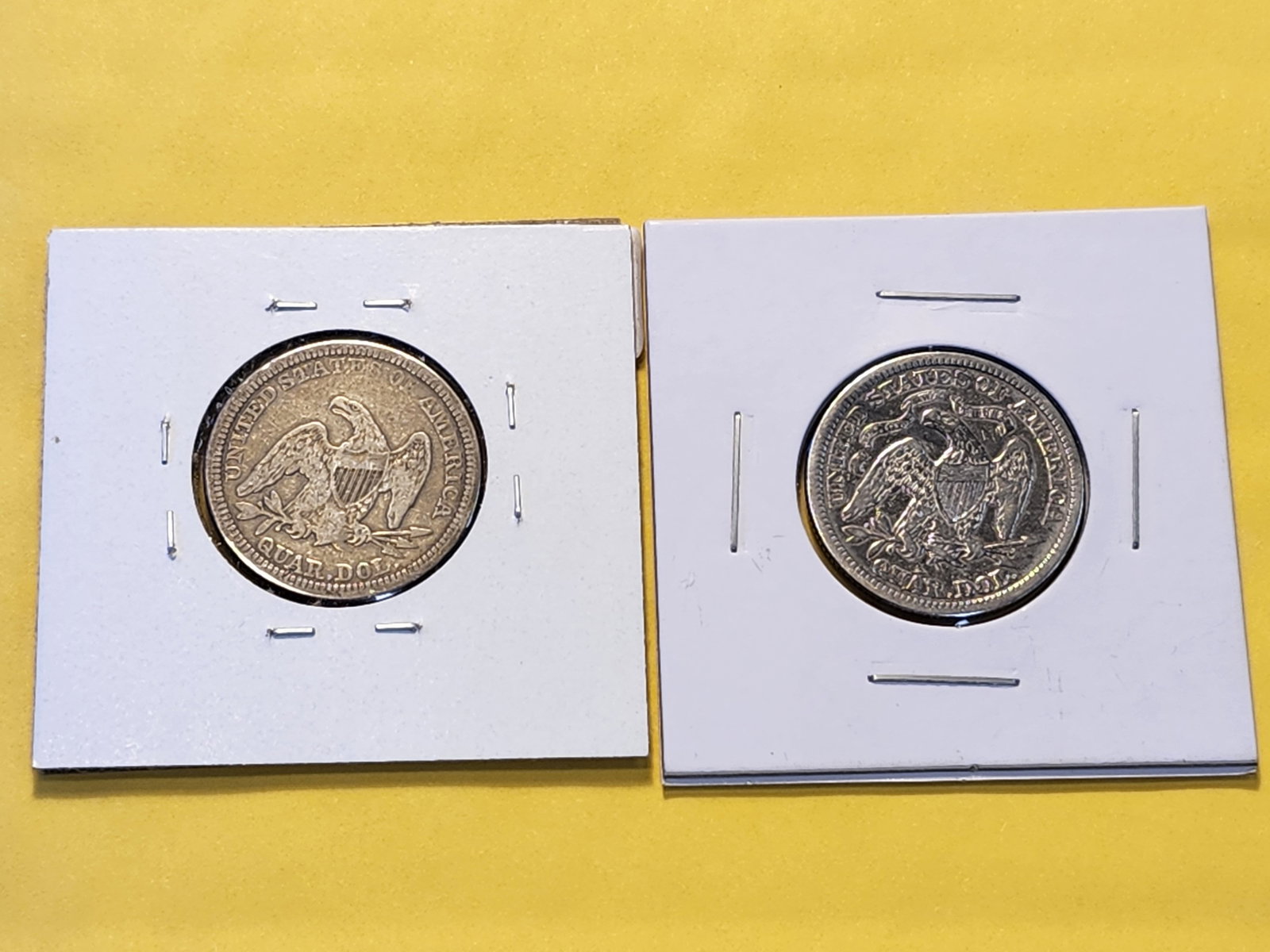 1858 and 1875 Seated Liberty Silver Quarter - 6