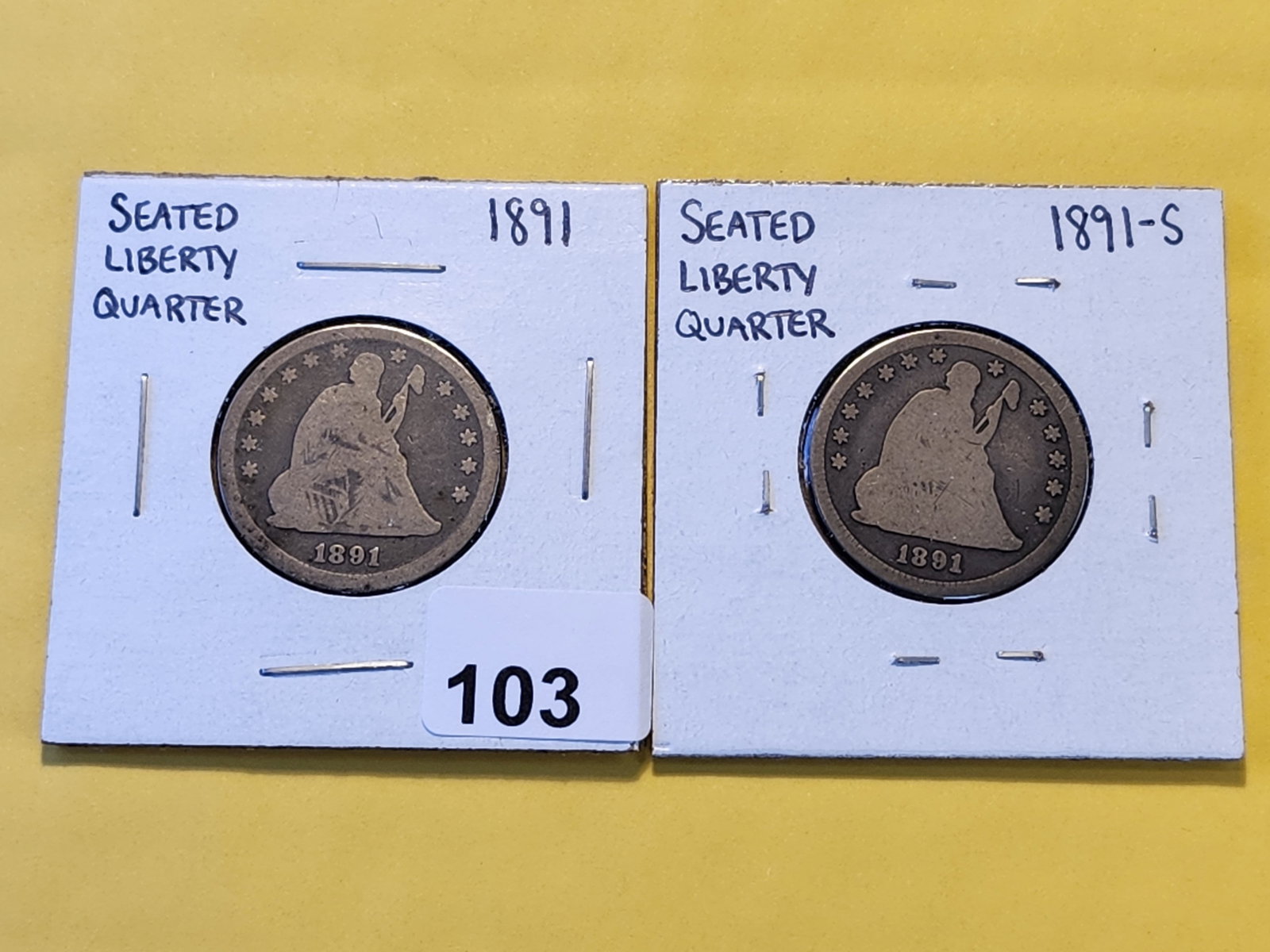 1891 and 1891-S Seated Liberty Silver Quarter: Circulated