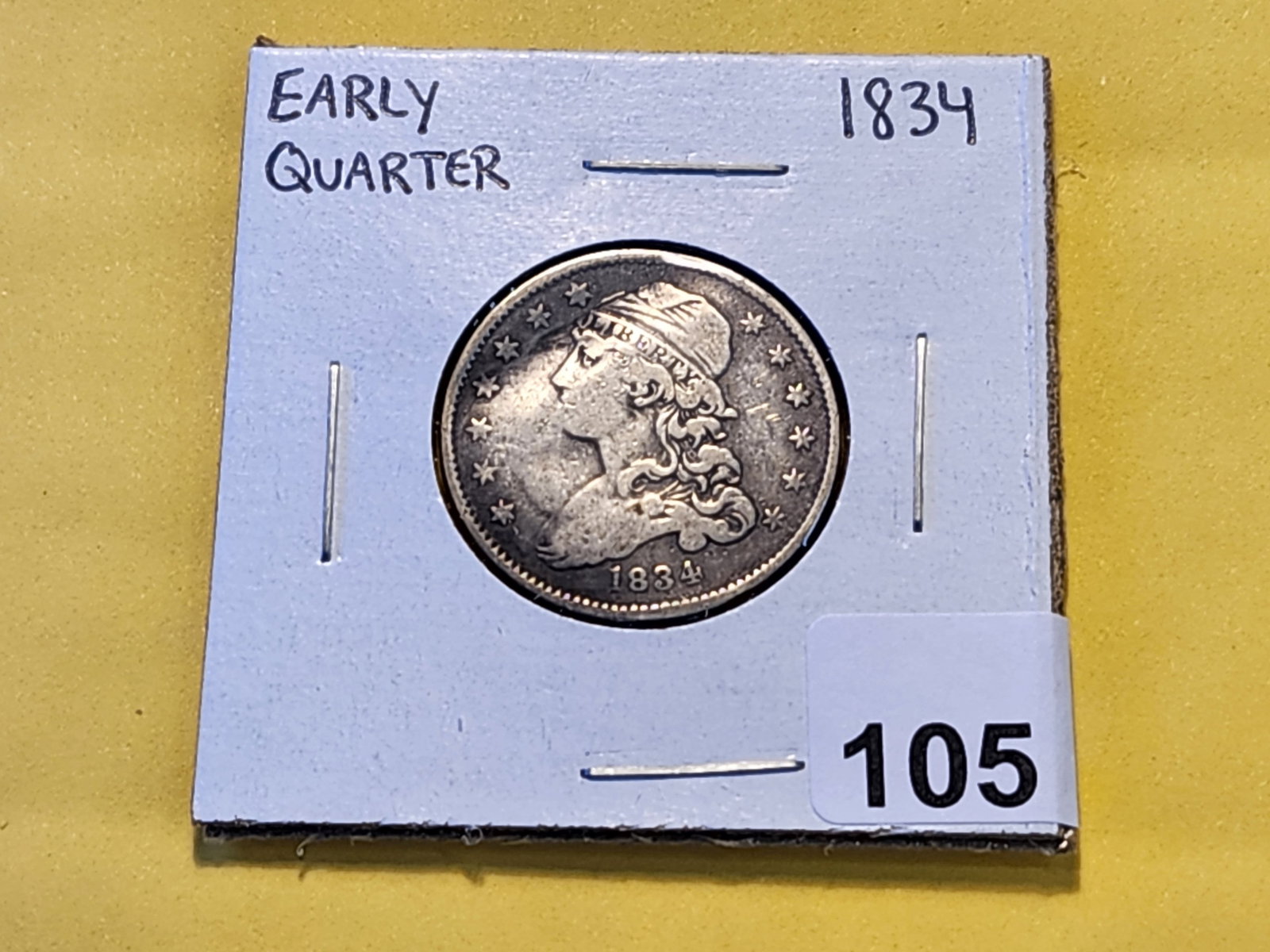 1834 Capped Bust Silver Quarter Small - 2