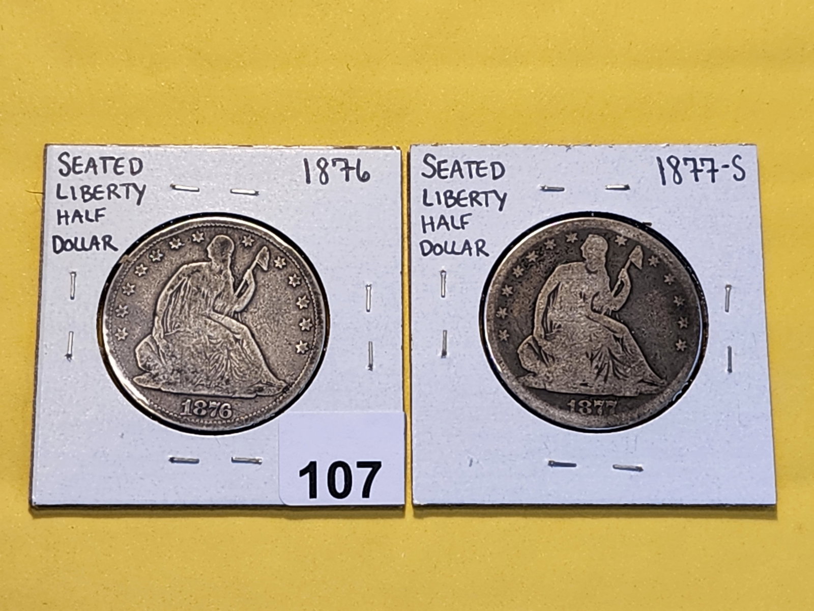 1876 and 1877-S Seated Liberty Silver Half Dollar: Circulated