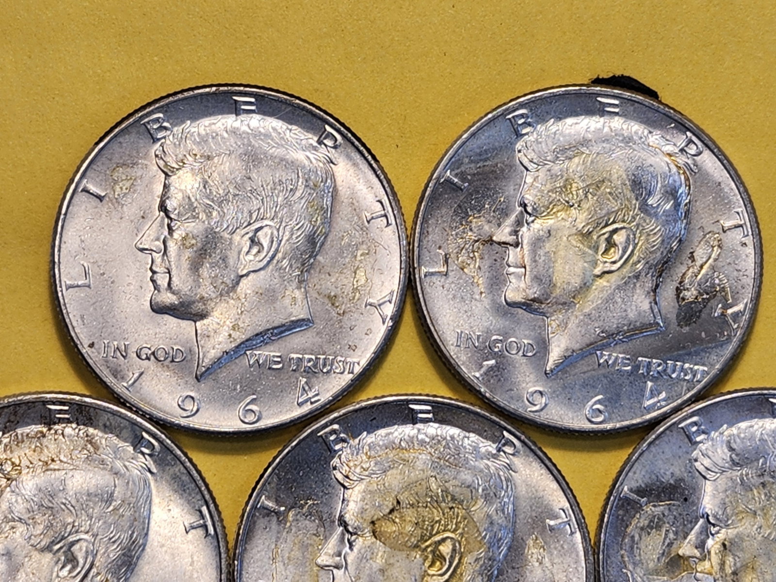 Five Kennedy Silver Half Dollars - 2