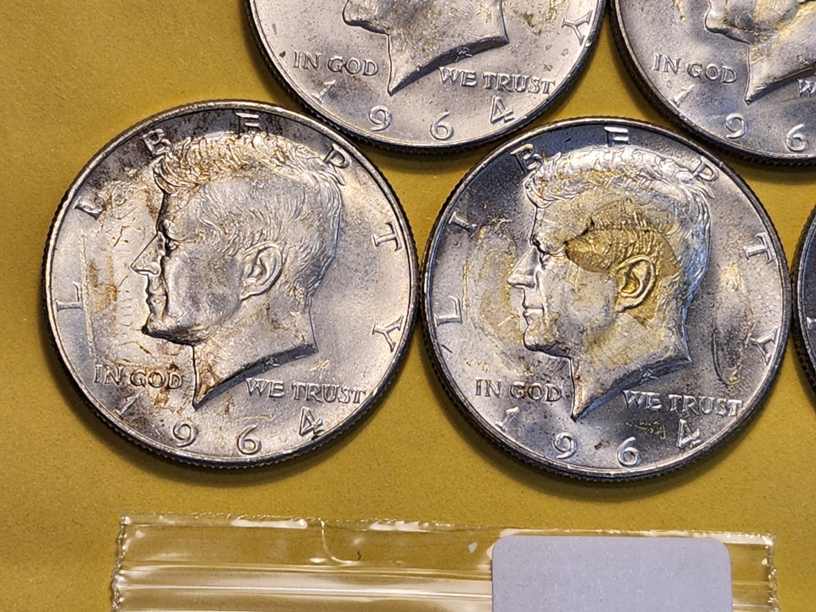 Five Kennedy Silver Half Dollars - 3
