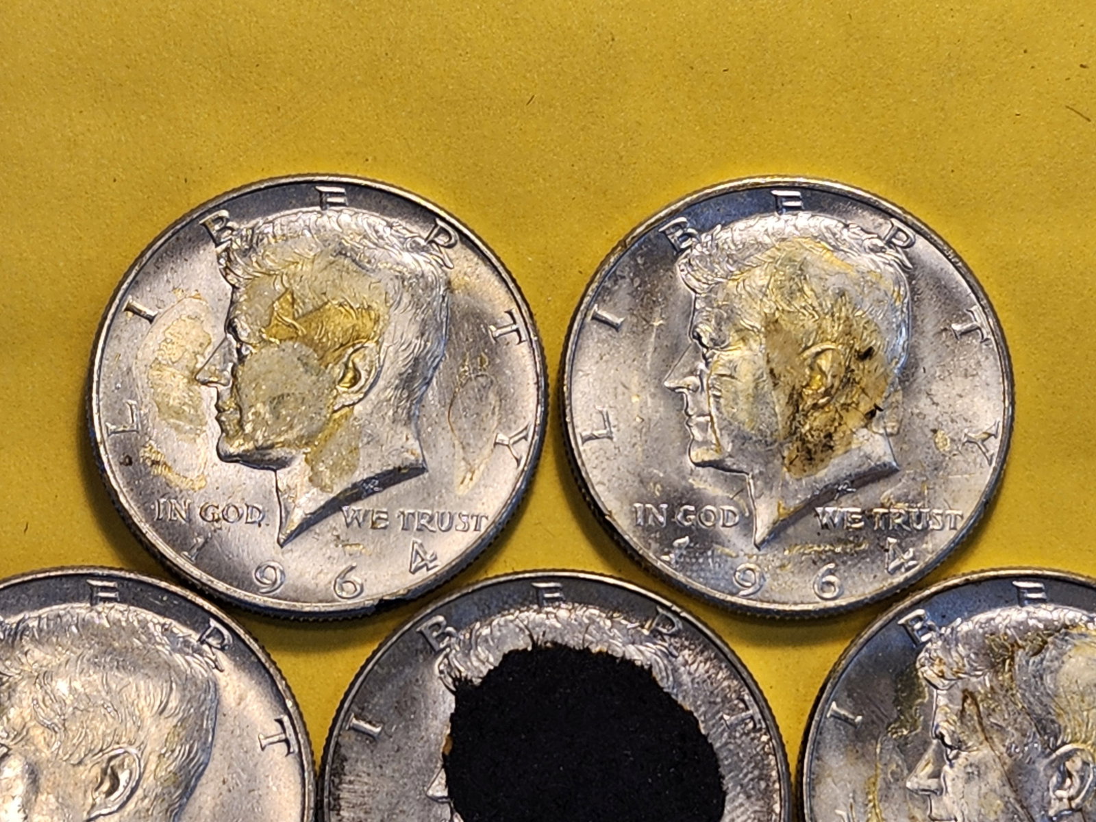 Five Kennedy Silver Half Dollars - 2