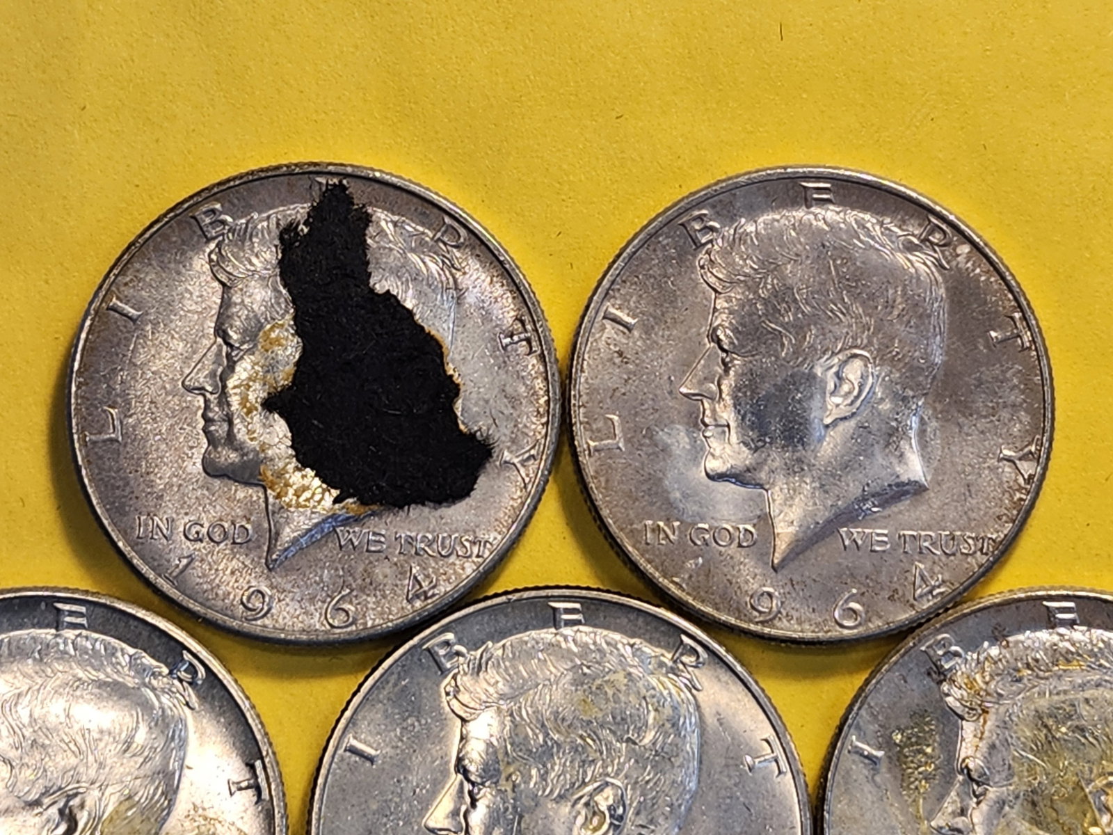 Five Kennedy Silver Half Dollars - 2