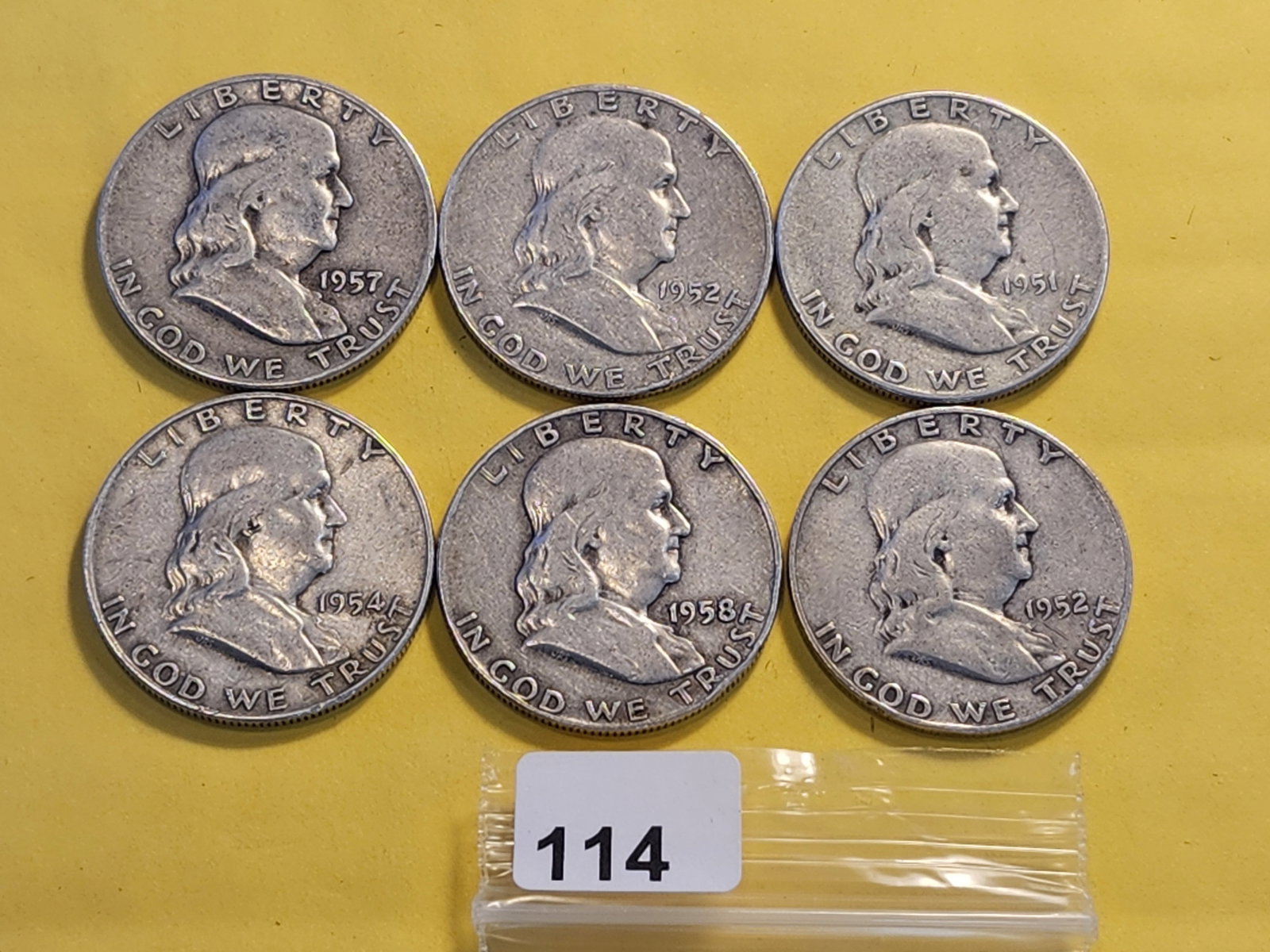 Six Franklin Silver Half Dollars (1 of 6)