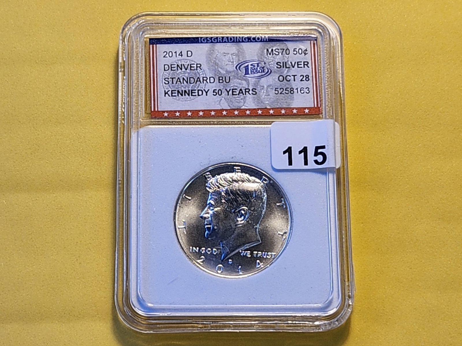 PERFECT! IGS 2014-D Kennedy Silver Half Dollar in Mint State 70 - 2