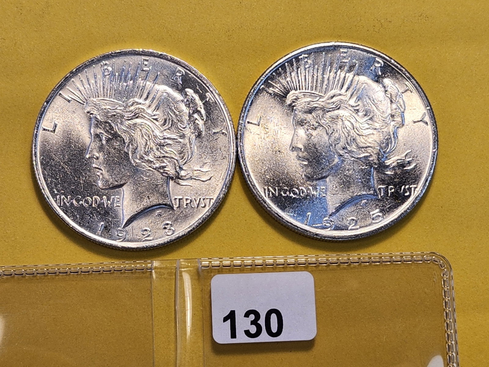Two Brilliant About Uncirculated Plus Silver Peace Dollars: 1923 and 1925