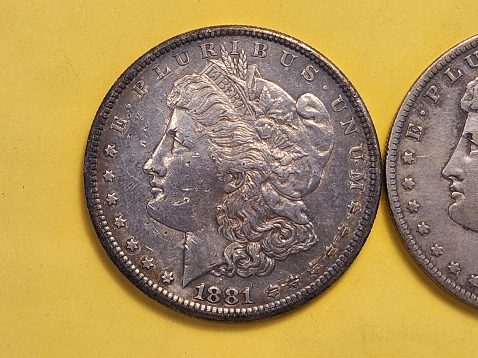 Two About Uncirculated Morgan Silver Dollars - 2