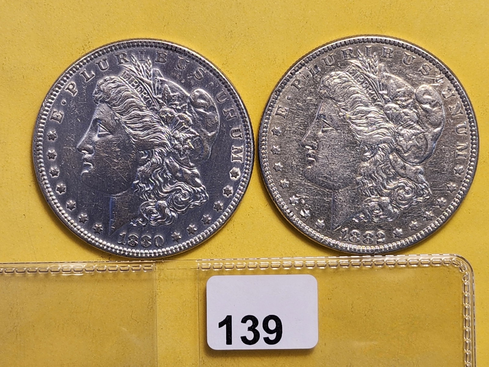 Two Brilliant About Uncirculated Plus Morgan Silver Dollars: 1880 and 1882