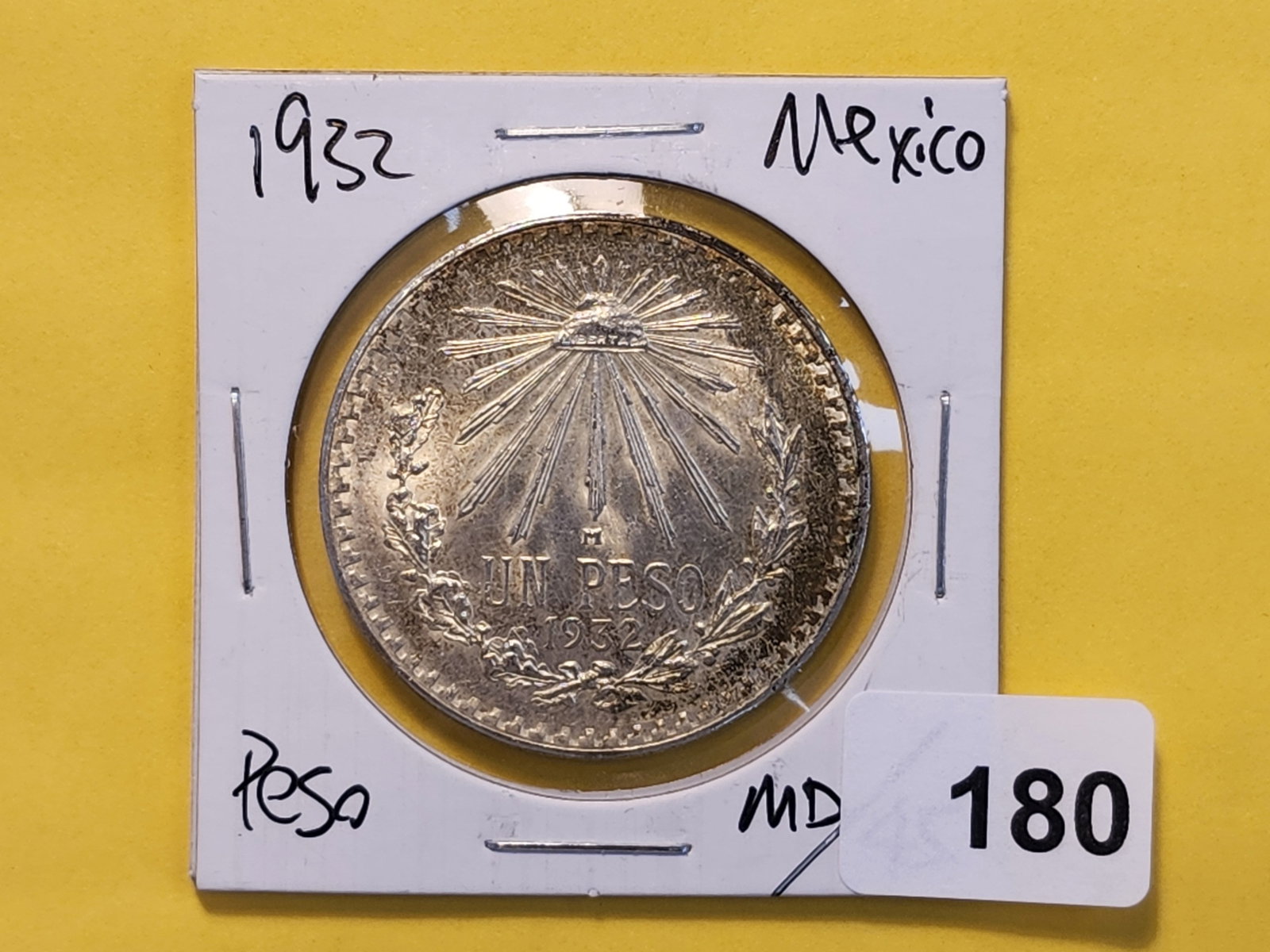 1932 Mexico Silver Peso in About Uncirculated - 2