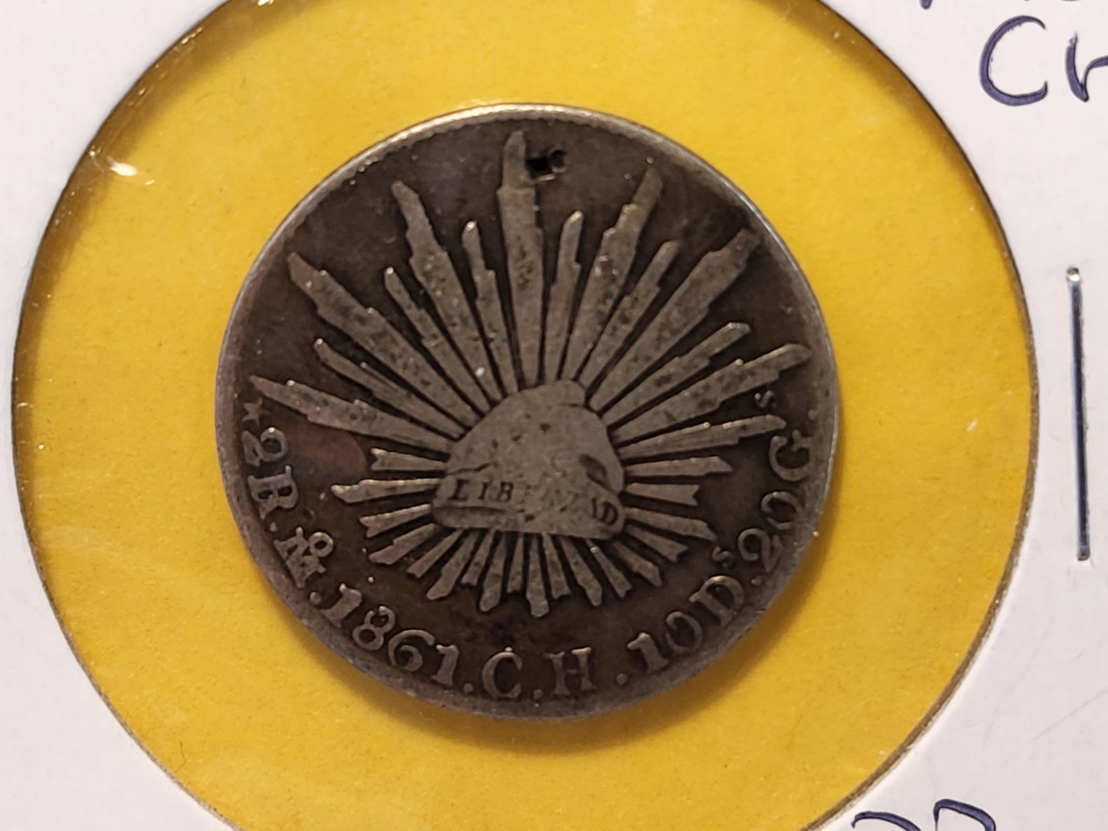 1861 Mexico Silver Two Reales in Very Fine: KM# 374.10
