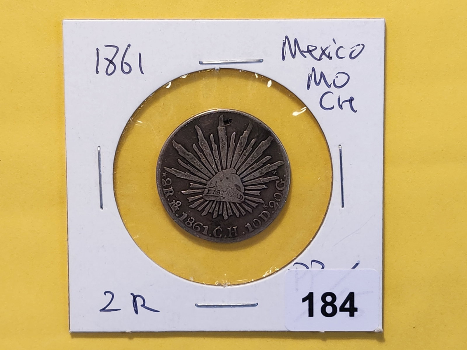 1861 Mexico Silver Two Reales in Very Fine - 2
