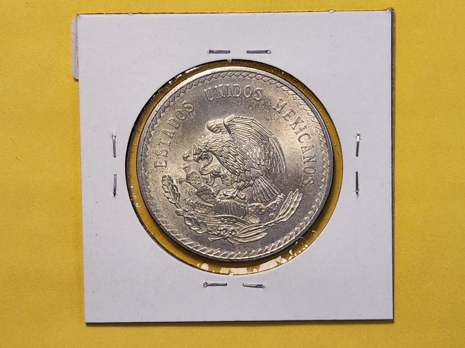 Brilliant About Uncirculated 1948 Mexico Silver Five Pesos - 3