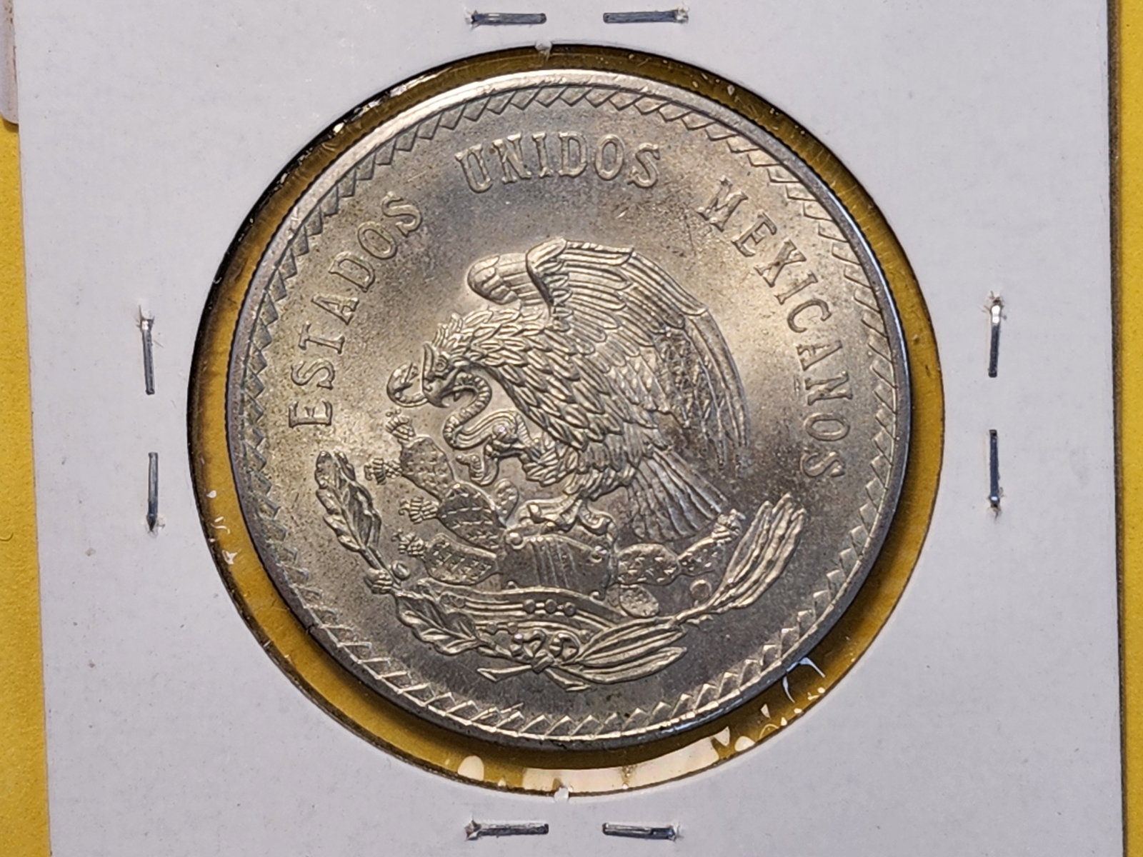 Brilliant About Uncirculated 1948 Mexico Silver Five Pesos - 4