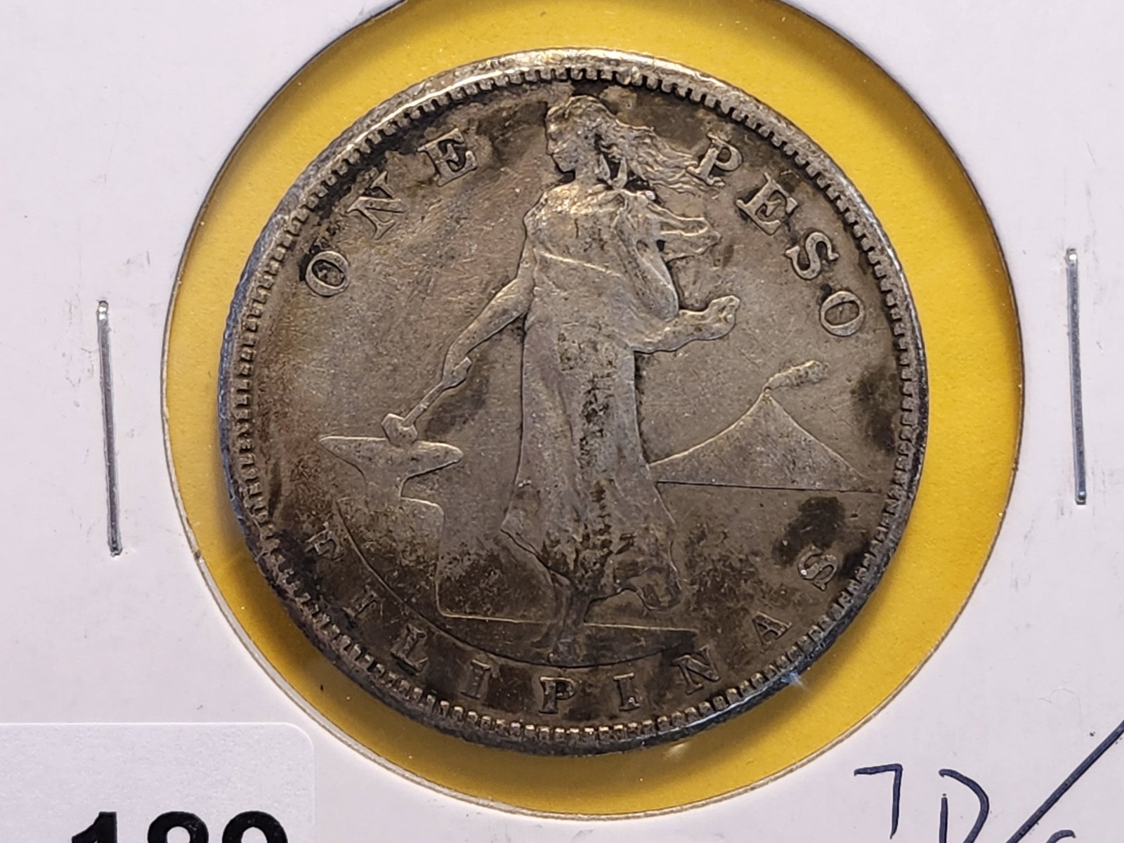 1908-S Philippines Silver Peso in Very Fine: KM# 172