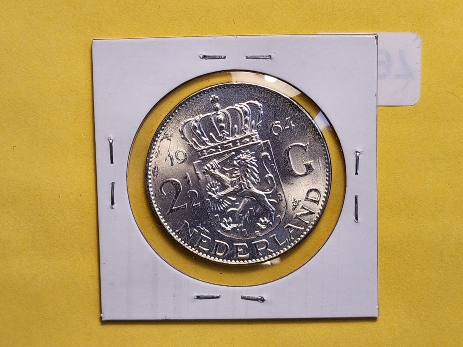 Brilliant AU 1964 Netherland Silver Two and One-Half Gulden - 3