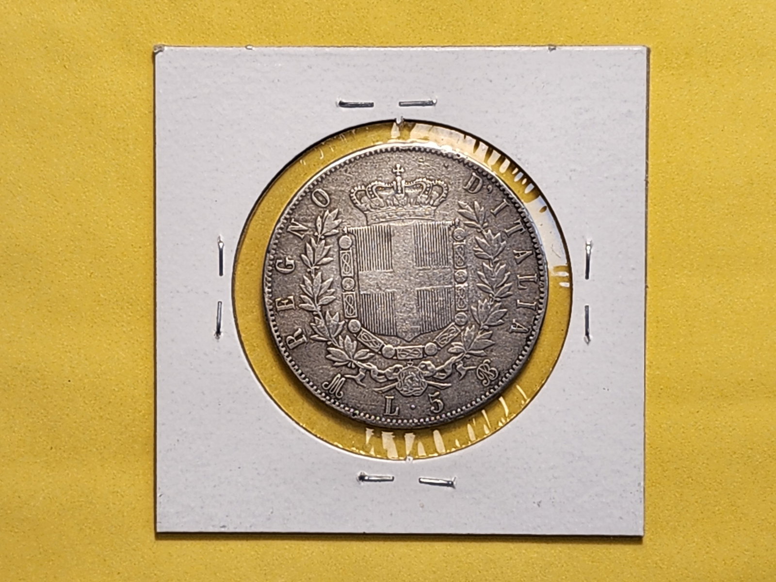 1870 Italy Silver Five Lire in Extra Fine - 3