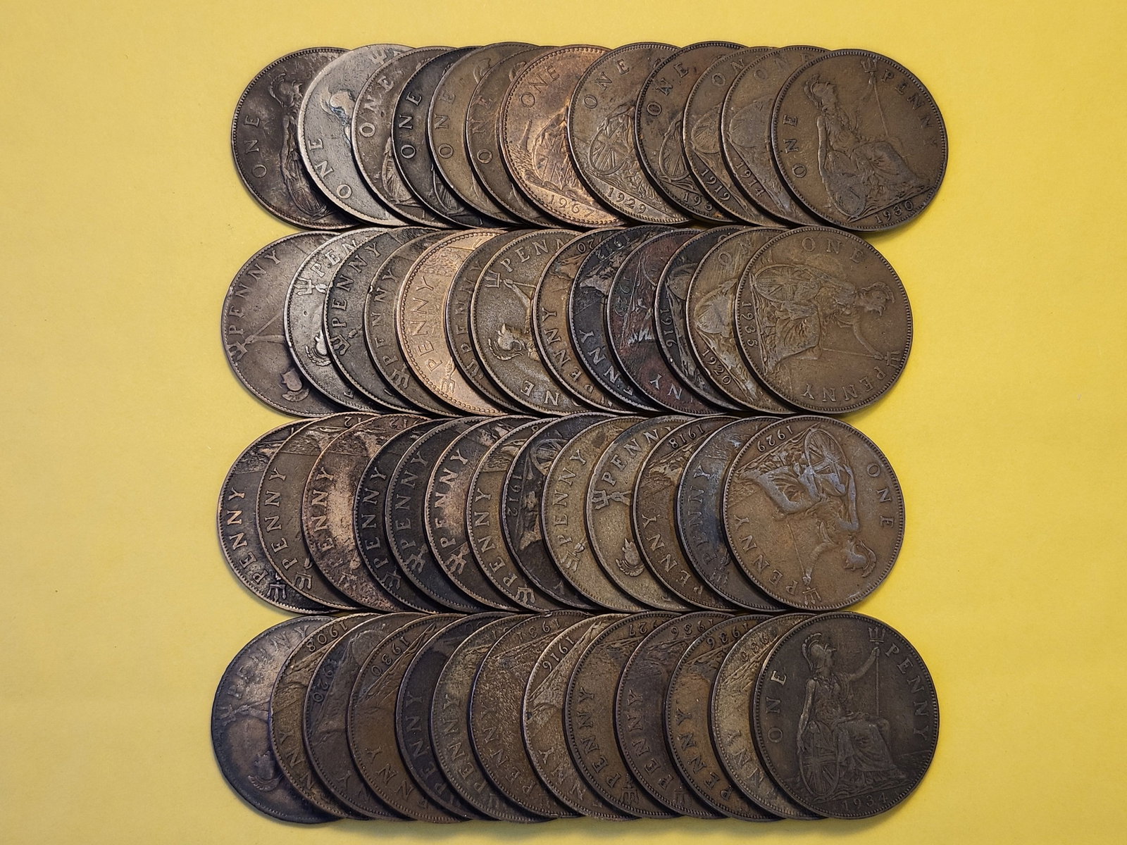 Fifty-One Great Britain Copper Pennies - 3