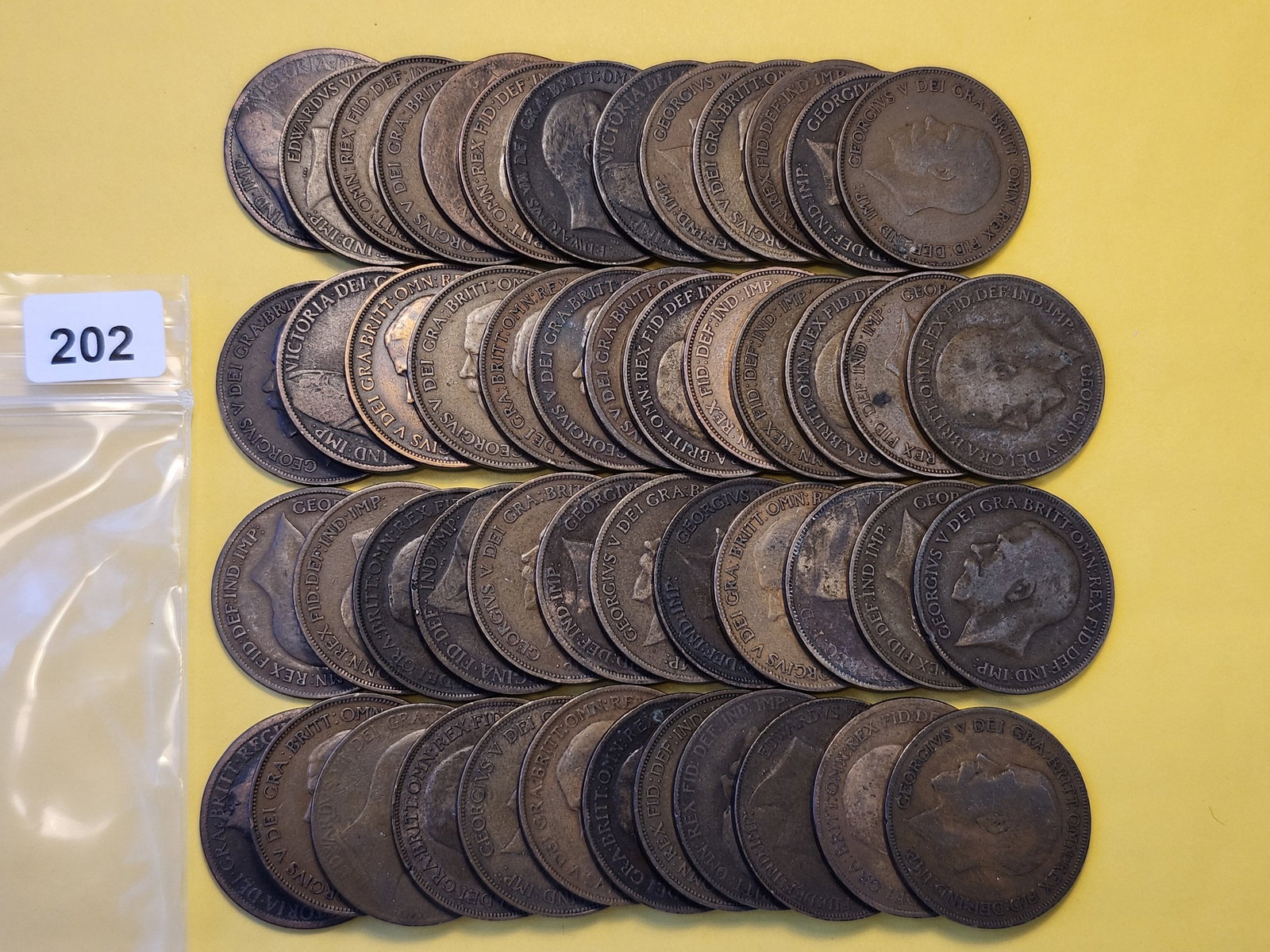 Fifty Great Britain Copper Pennies (1 of 4)