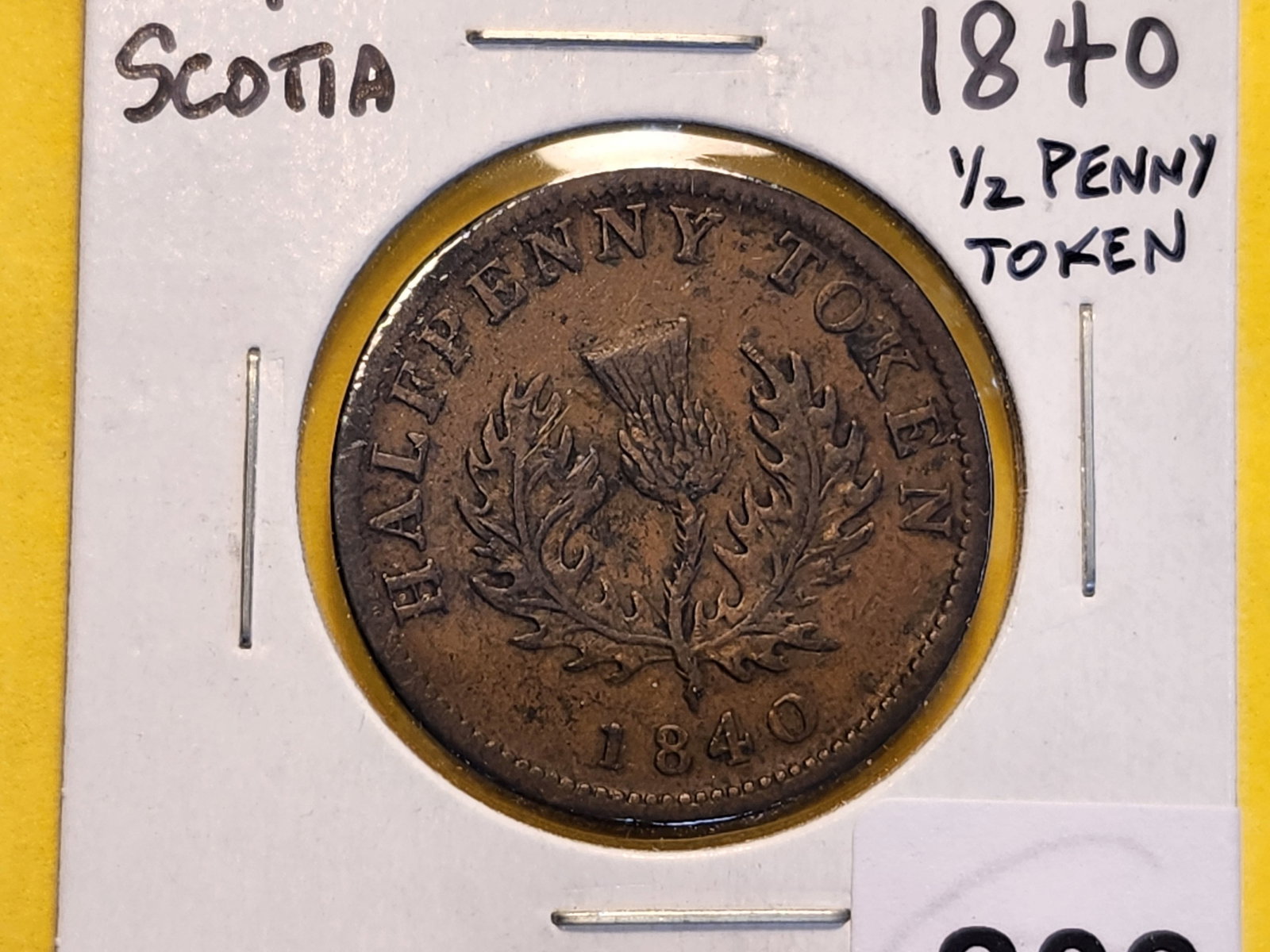 1840 Nova Scotia Halfpenny Token: KM# 3