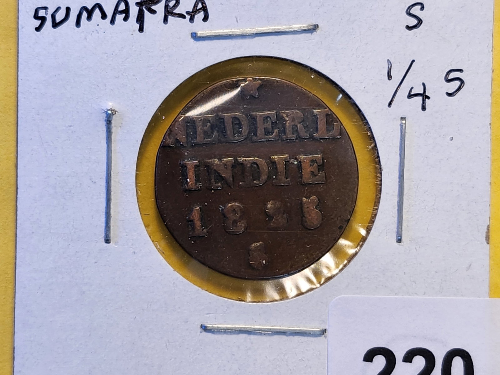 1825 Netherlands East Indies One-Half Stuiver: KM# 285