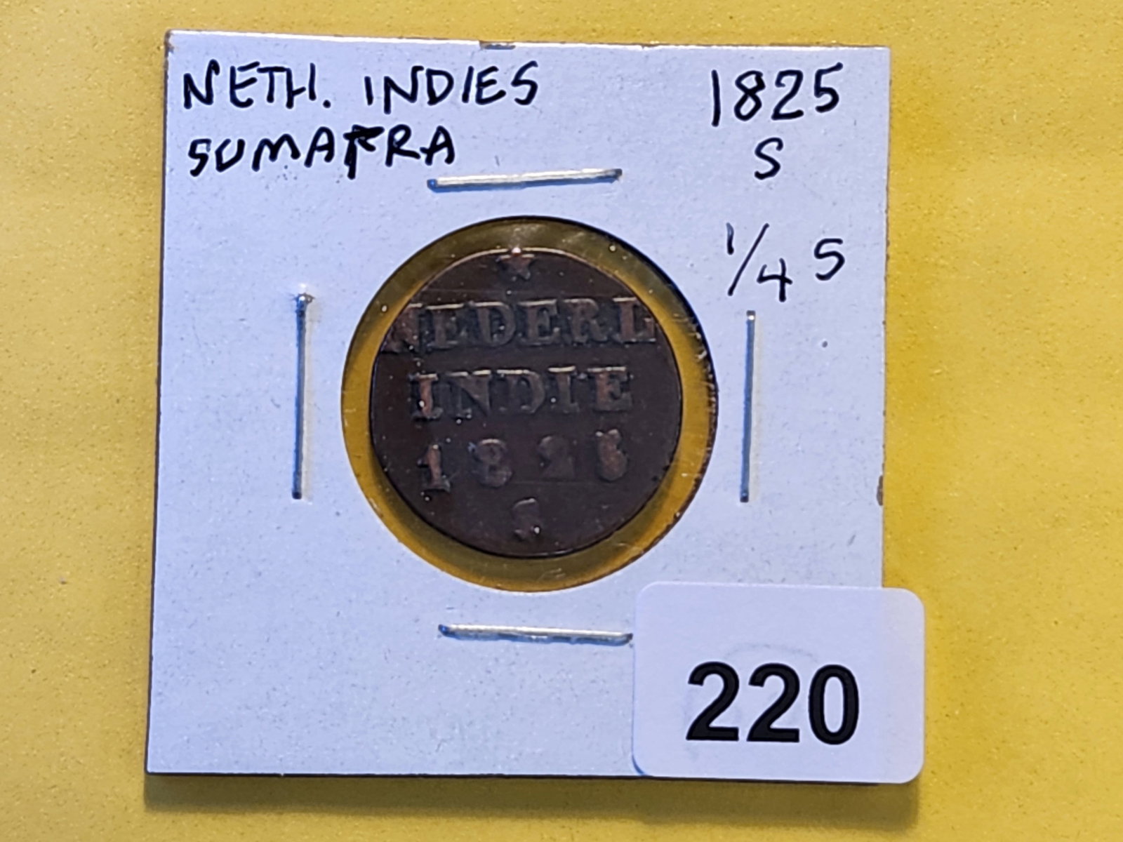 1825 Netherlands East Indies One-Half Stuiver - 2