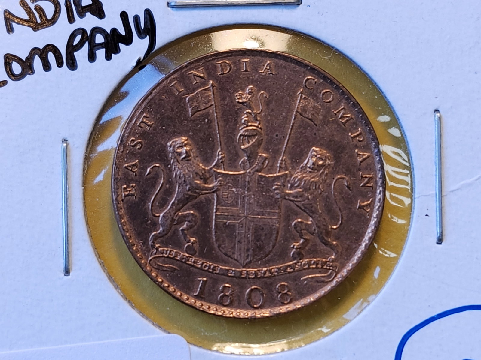 1808 India-British Madras Presidency Ten Cash: KM# 319